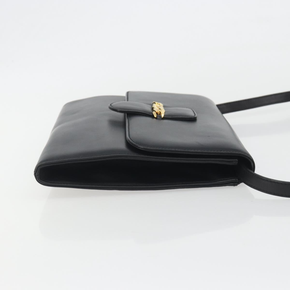 GUCCI Shoulder Bag Leather Black Gold 004 109 0253 Auth ep15553