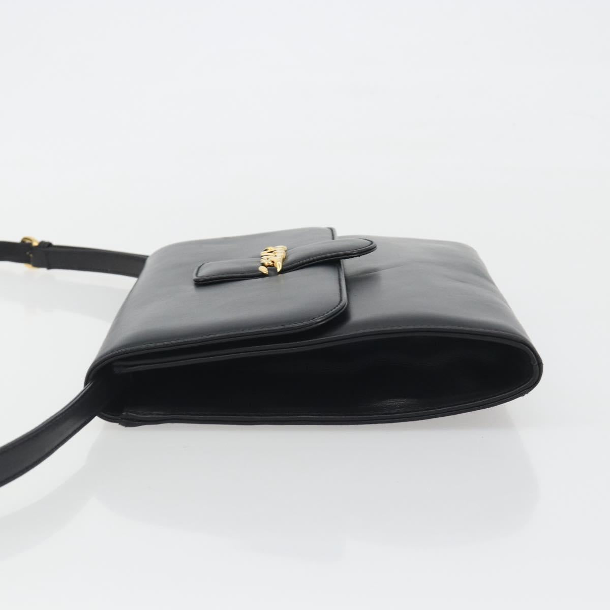 GUCCI Shoulder Bag Leather Black Gold 004 109 0253 Auth ep15553
