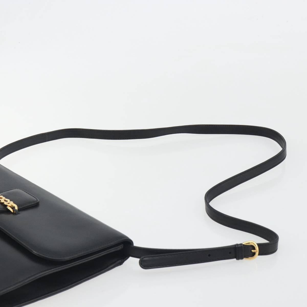GUCCI Shoulder Bag Leather Black Gold 004 109 0253 Auth ep15553