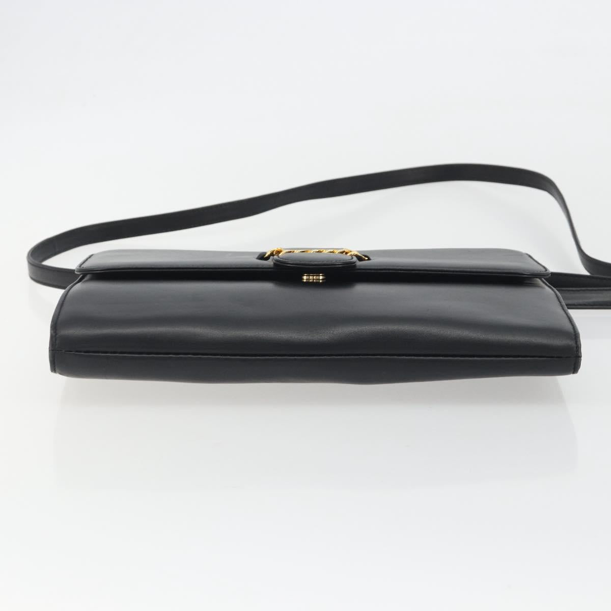 GUCCI Shoulder Bag Leather Black Gold 004 109 0253 Auth ep15553