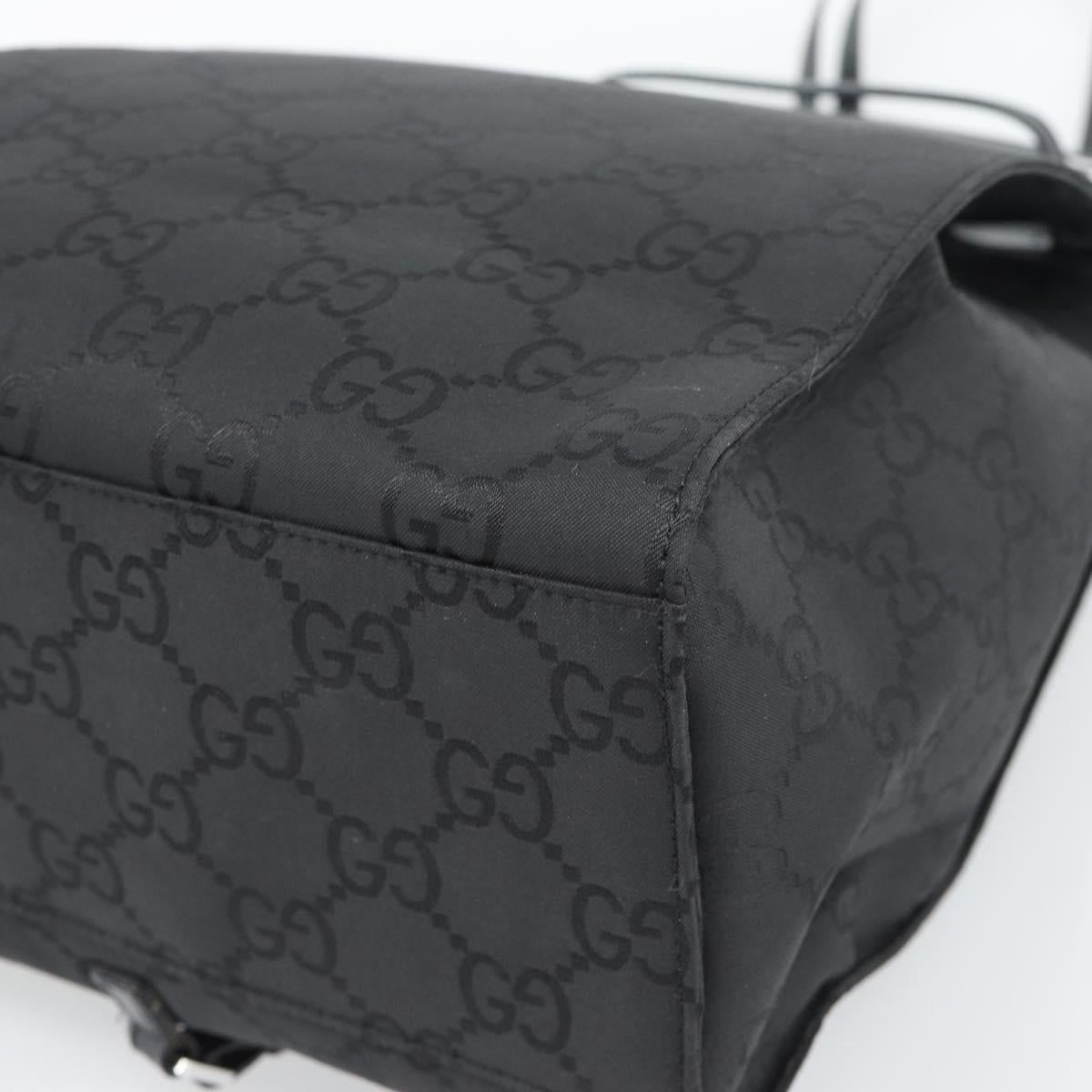 GUCCI GG Canvas Shoulder Bag Nylon Black Silver Auth ep15554
