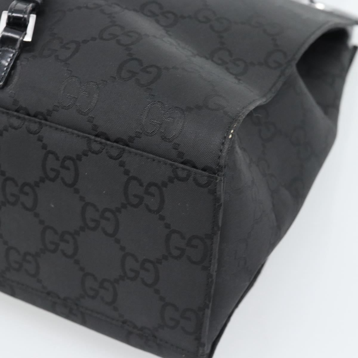 GUCCI GG Canvas Shoulder Bag Nylon Black Silver Auth ep15554