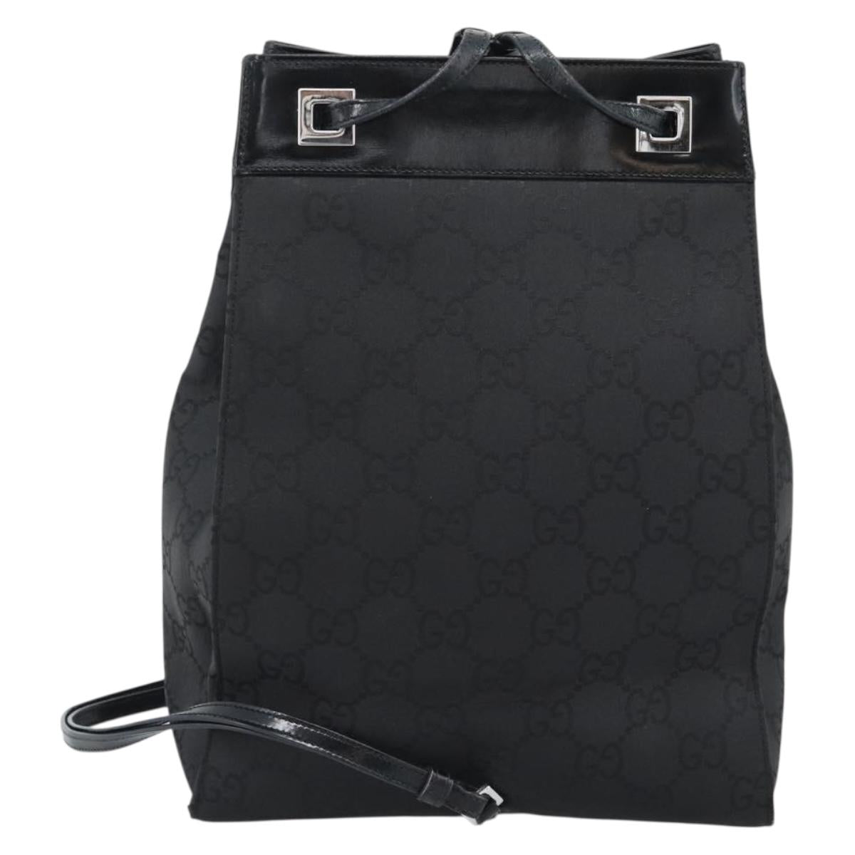 GUCCI GG Canvas Shoulder Bag Nylon Black Silver Auth ep15554