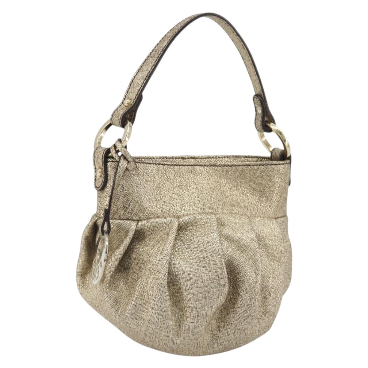 FENDI Hand Bag Leather Gold Auth ep15559A