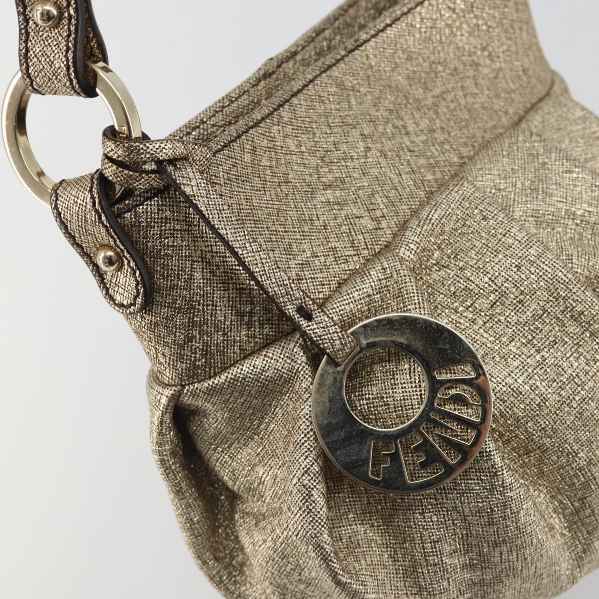 FENDI Hand Bag Leather Gold Auth ep15559A