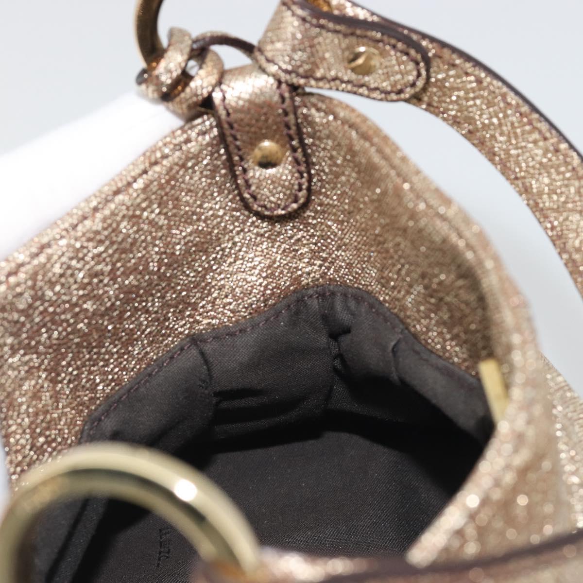FENDI Hand Bag Leather Gold Auth ep15559A