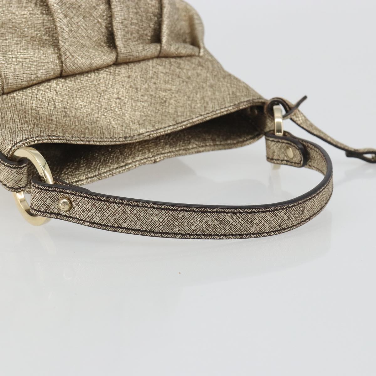 FENDI Hand Bag Leather Gold Auth ep15559A