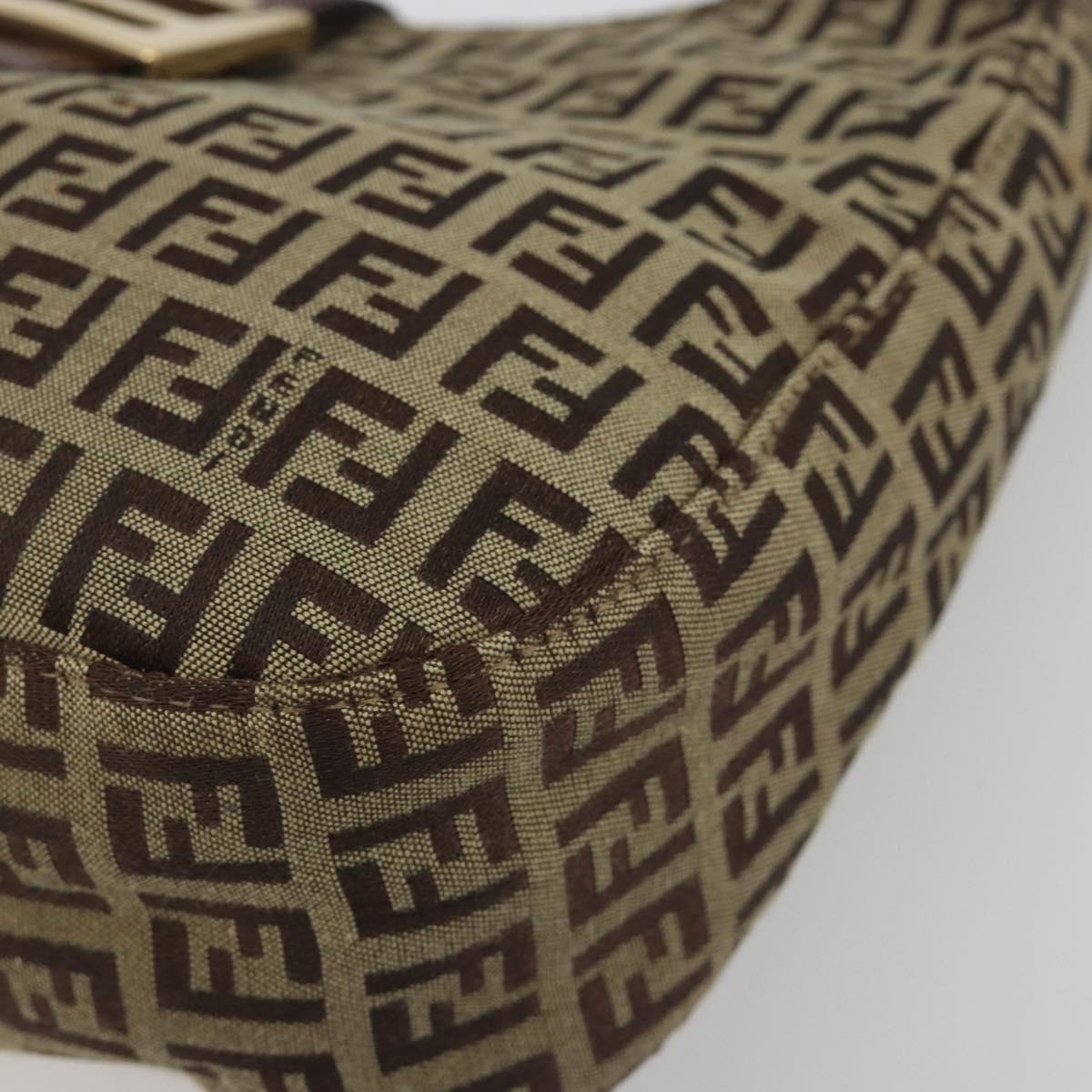 FENDI Zucchino Canvas Hand Bag Beige Gold Auth ep15560