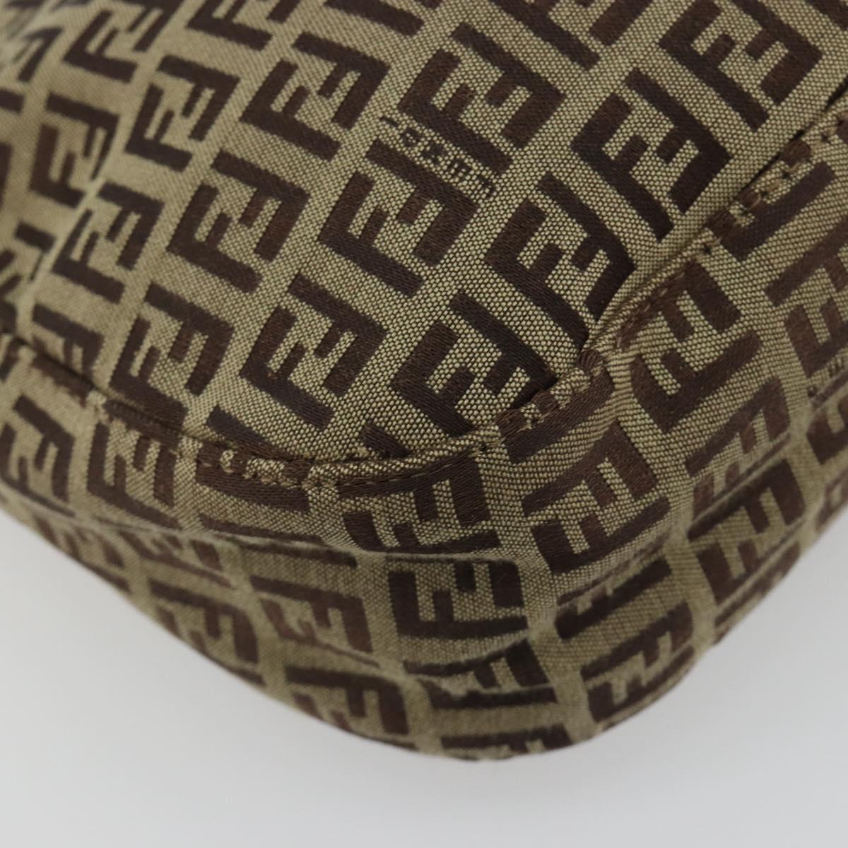FENDI Zucchino Canvas Hand Bag Beige Gold Auth ep15560