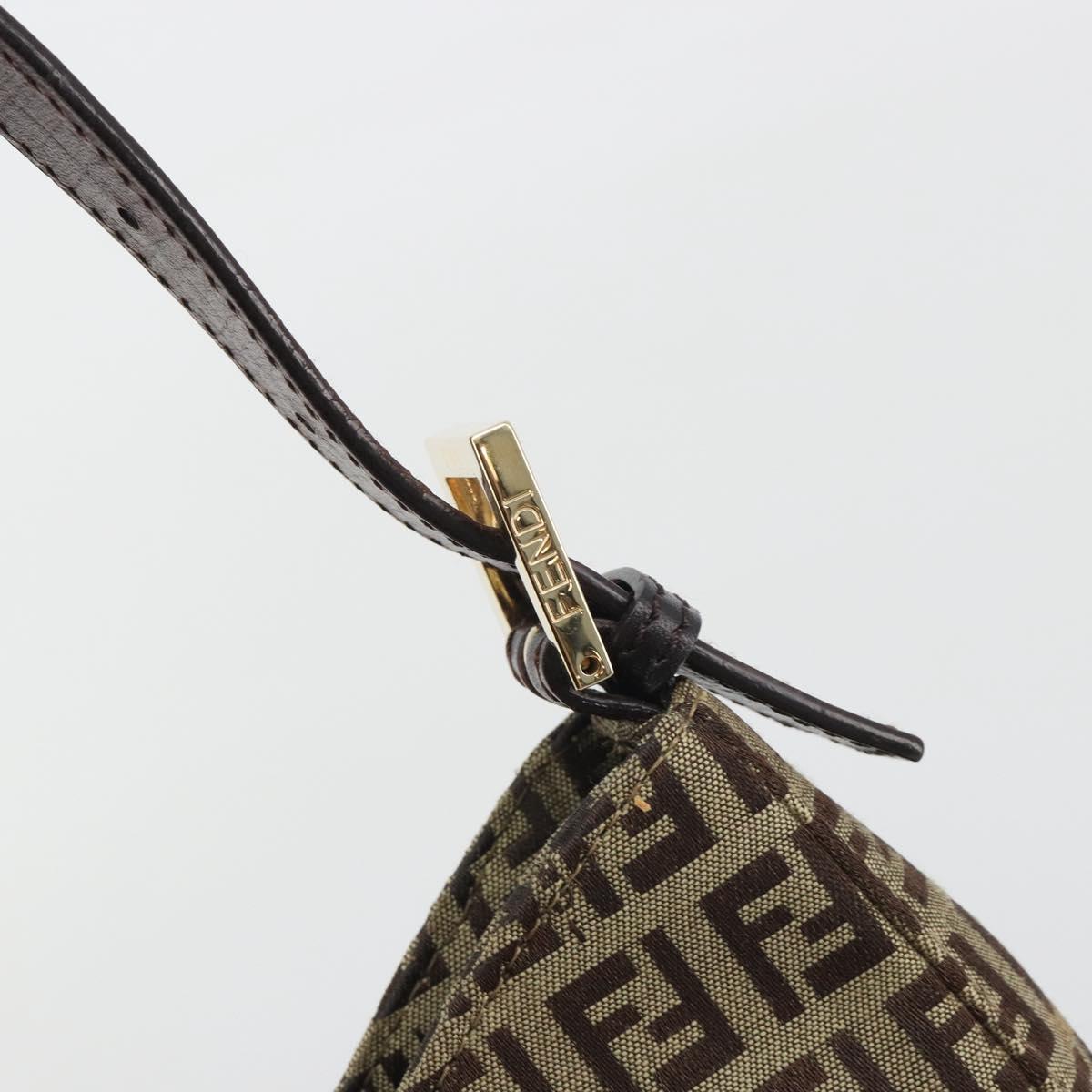 FENDI Zucchino Canvas Hand Bag Beige Gold Auth ep15560