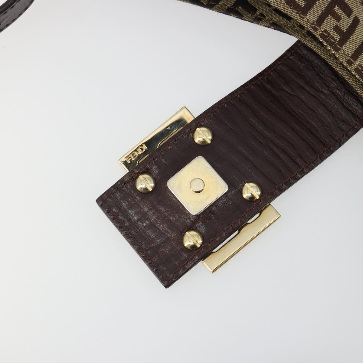 FENDI Zucchino Canvas Hand Bag Beige Gold Auth ep15560
