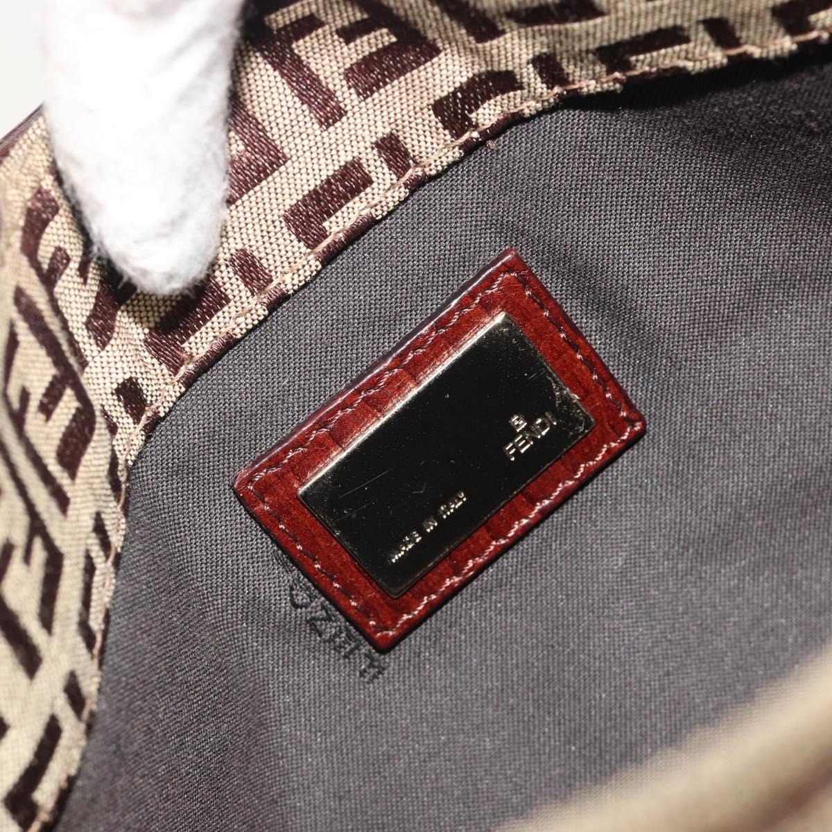 FENDI Zucchino Canvas Hand Bag Beige Gold Auth ep15560