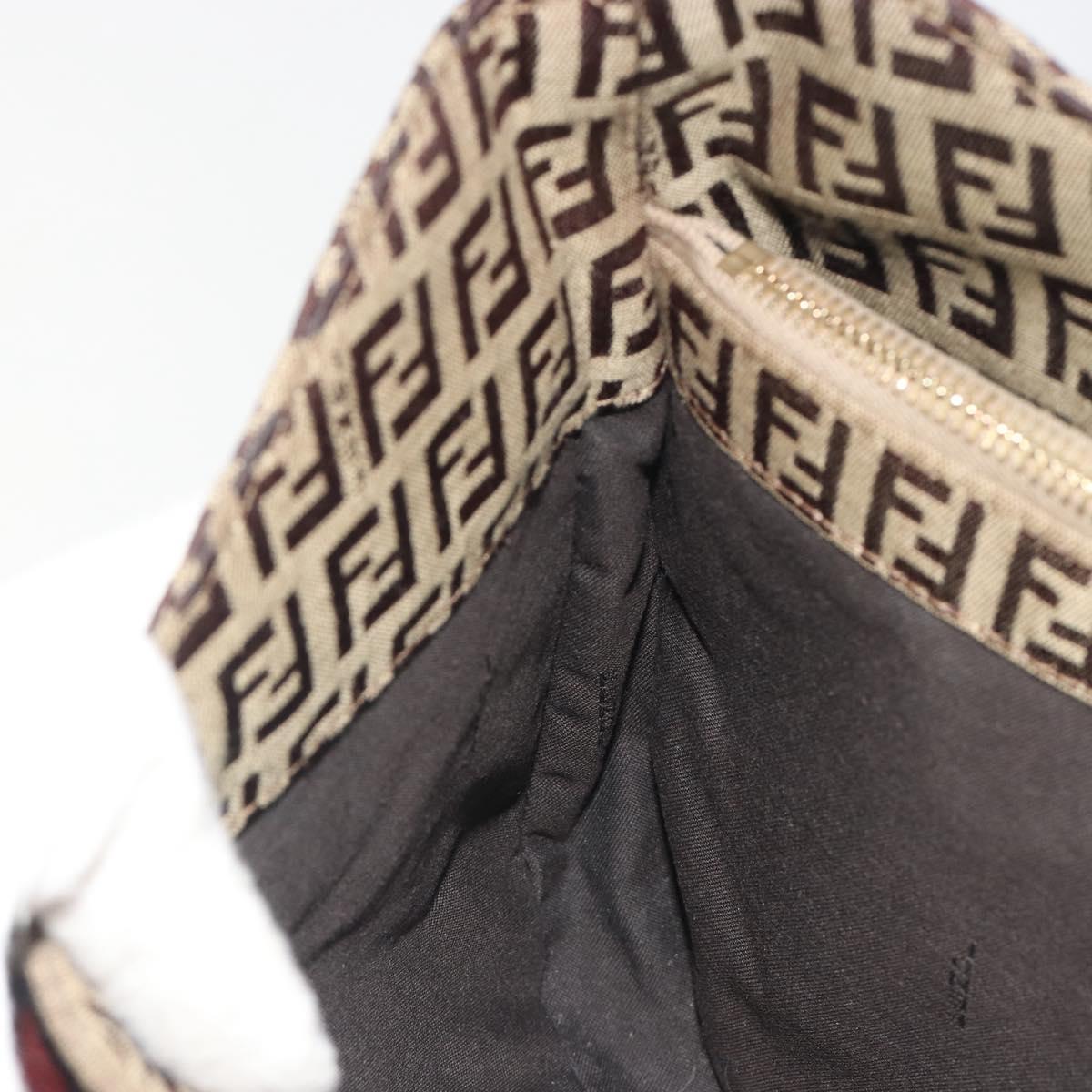FENDI Zucchino Canvas Hand Bag Beige Gold Auth ep15560