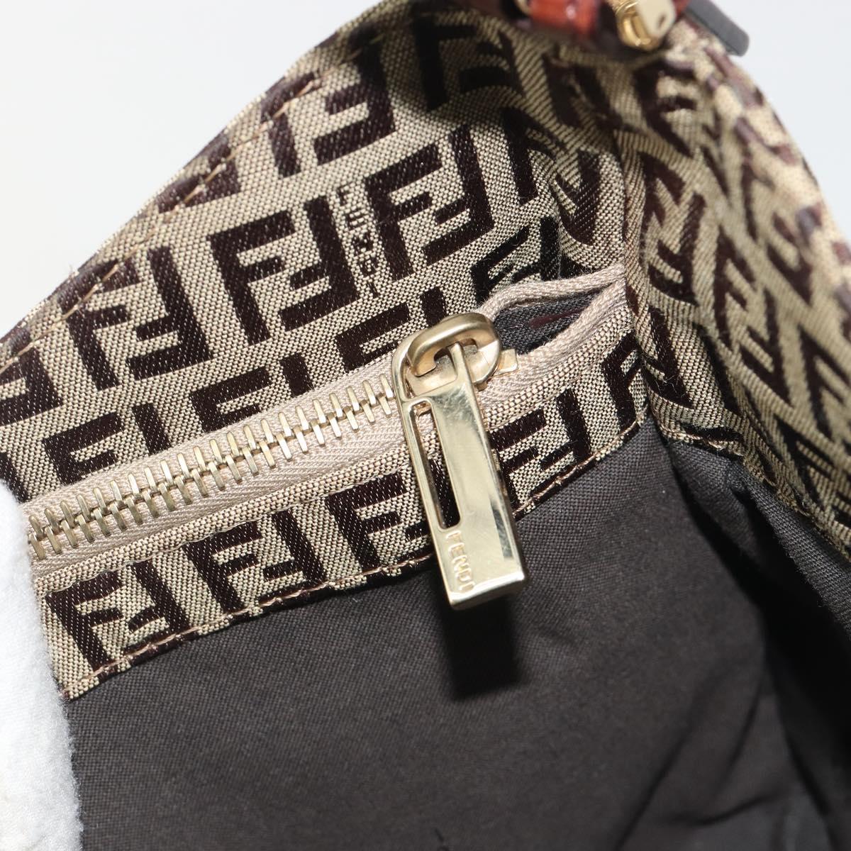 FENDI Zucchino Canvas Hand Bag Beige Gold Auth ep15560