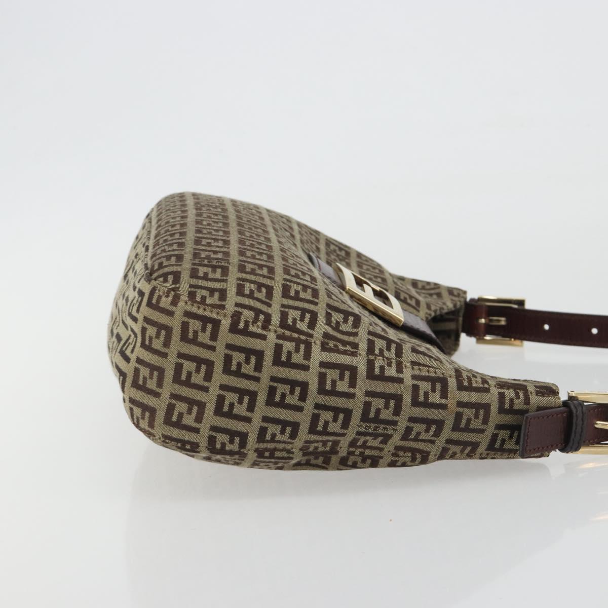 FENDI Zucchino Canvas Hand Bag Beige Gold Auth ep15560