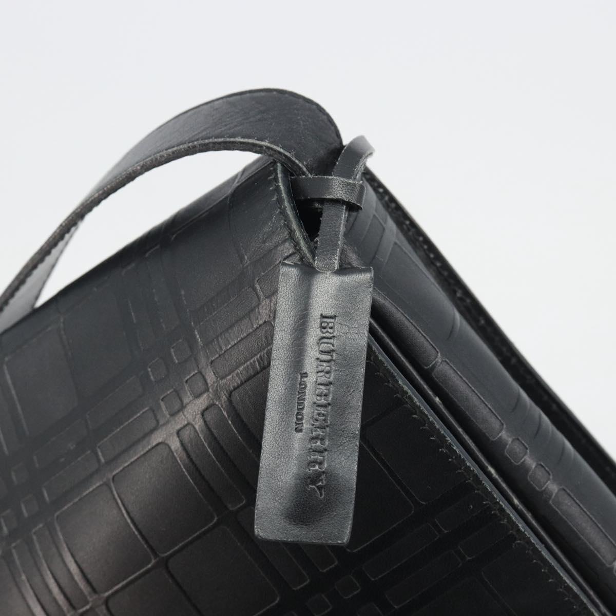 BURBERRY Shoulder Bag Leather Silver Black Auth ep15563