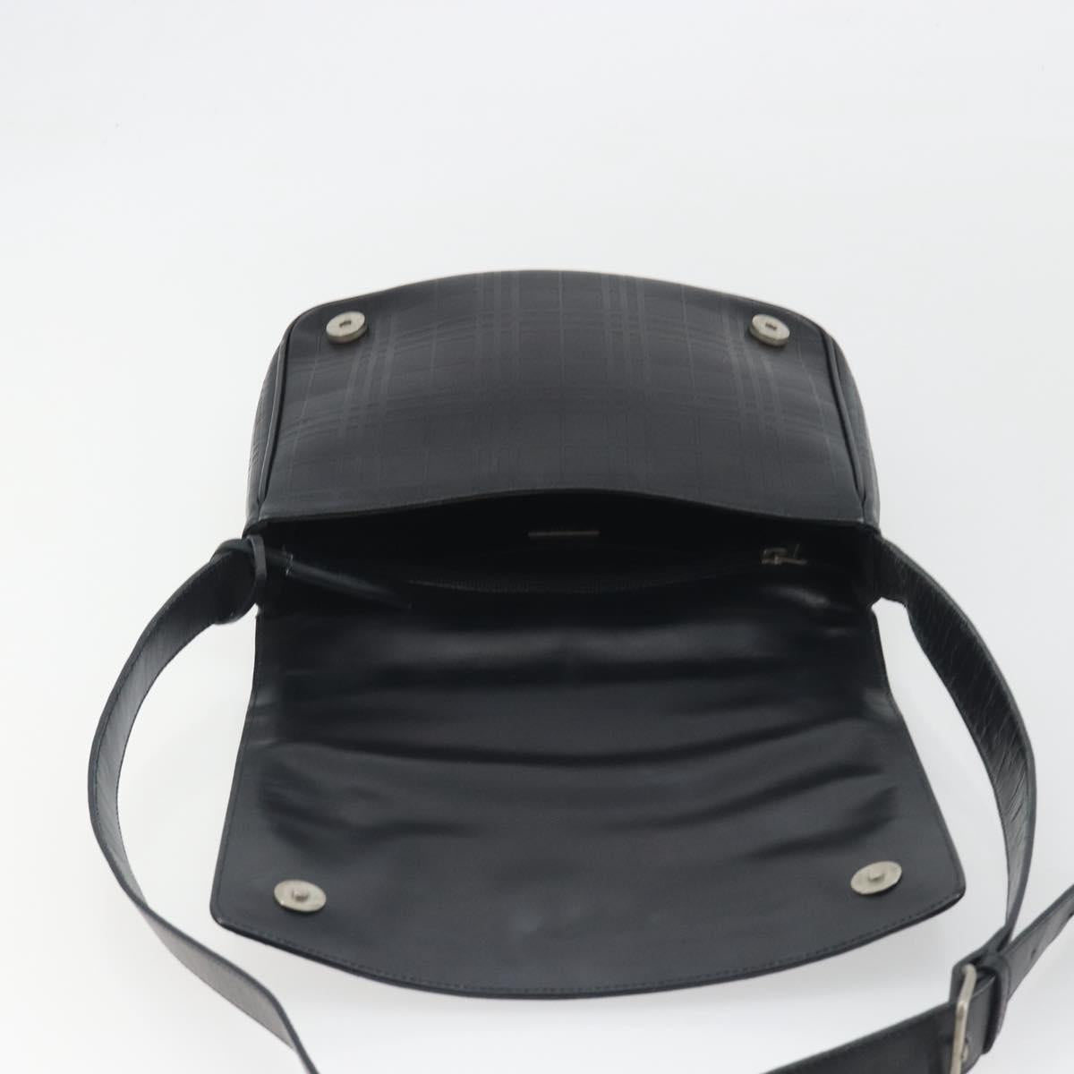 BURBERRY Shoulder Bag Leather Silver Black Auth ep15563
