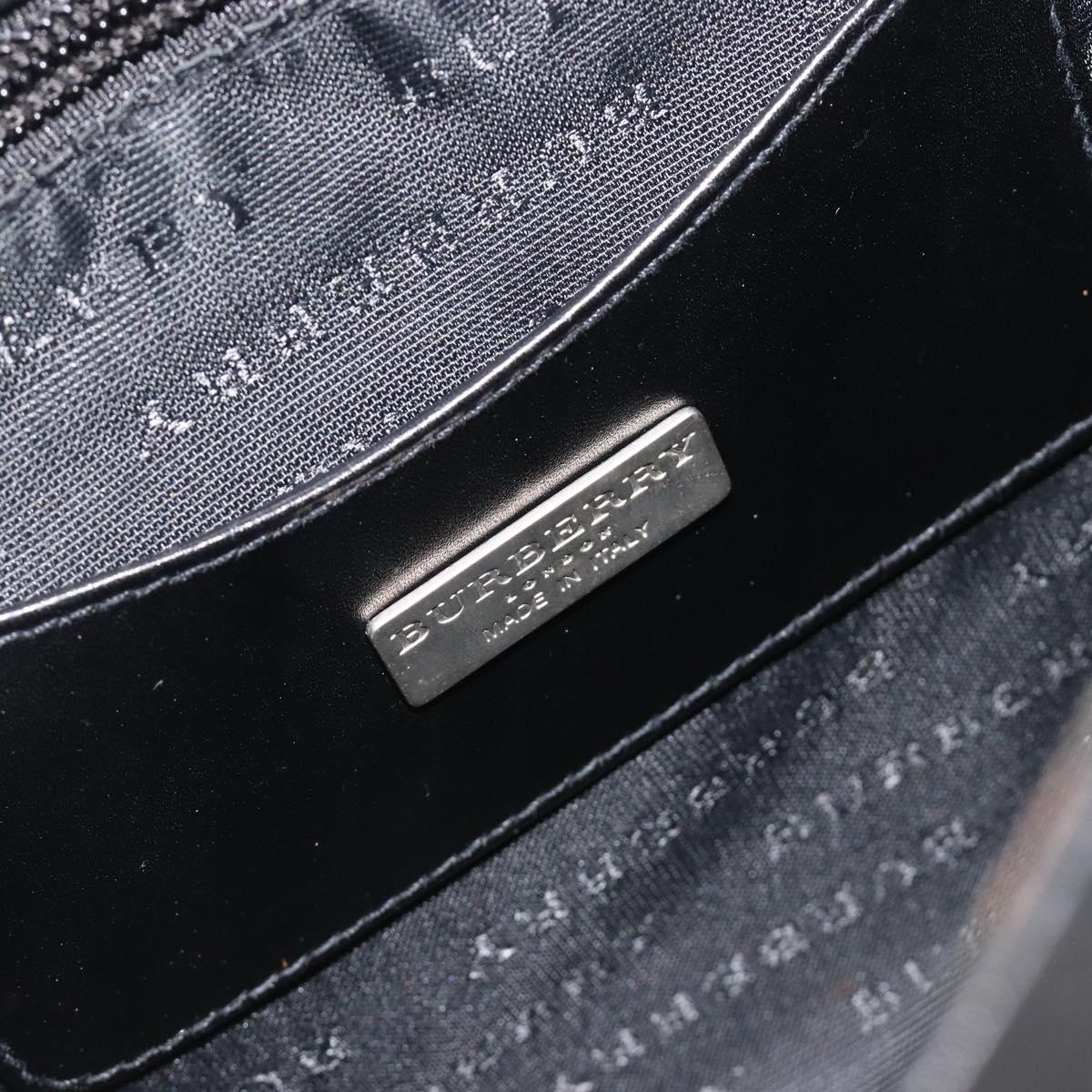 BURBERRY Shoulder Bag Leather Silver Black Auth ep15563