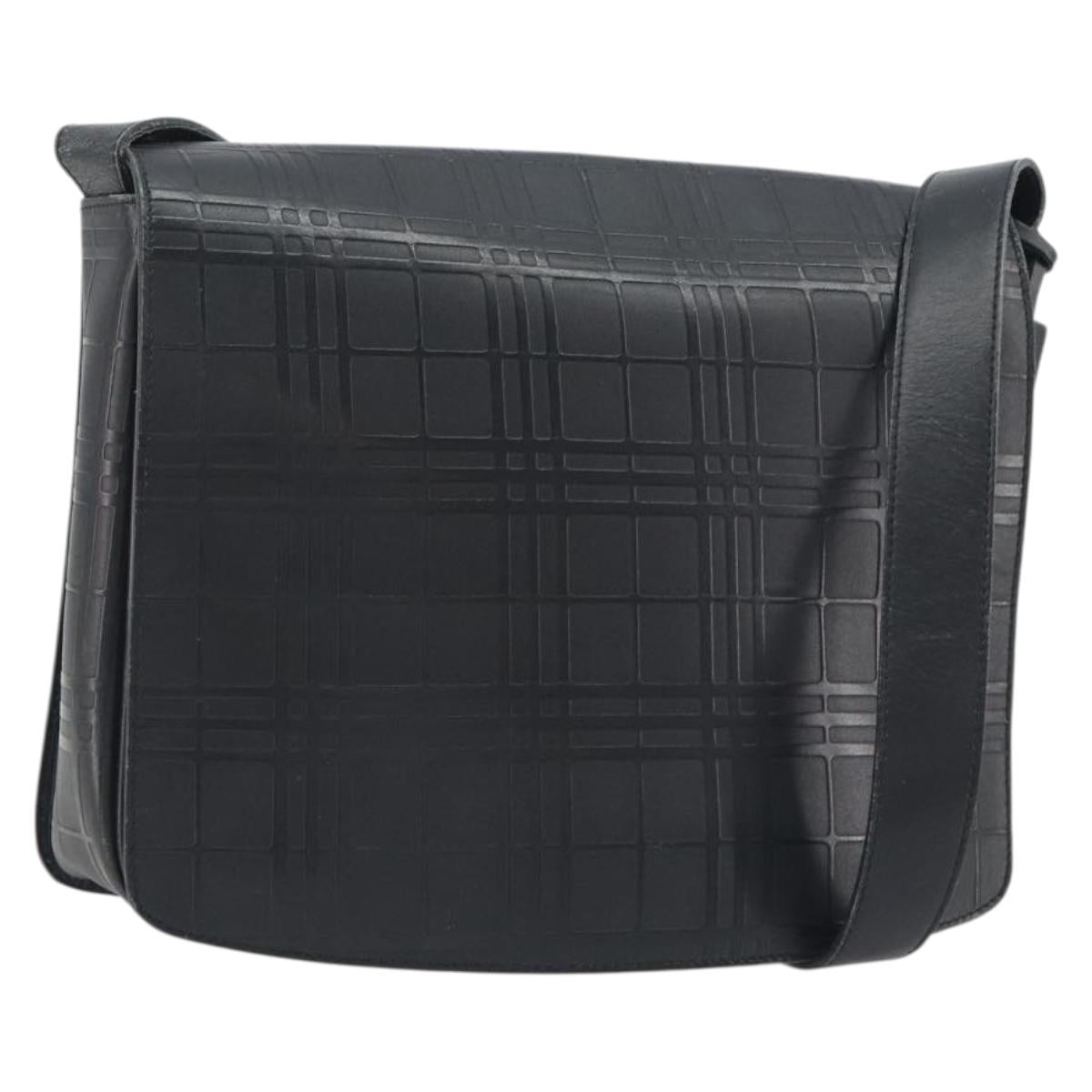 BURBERRY Shoulder Bag Leather Silver Black Auth ep15563
