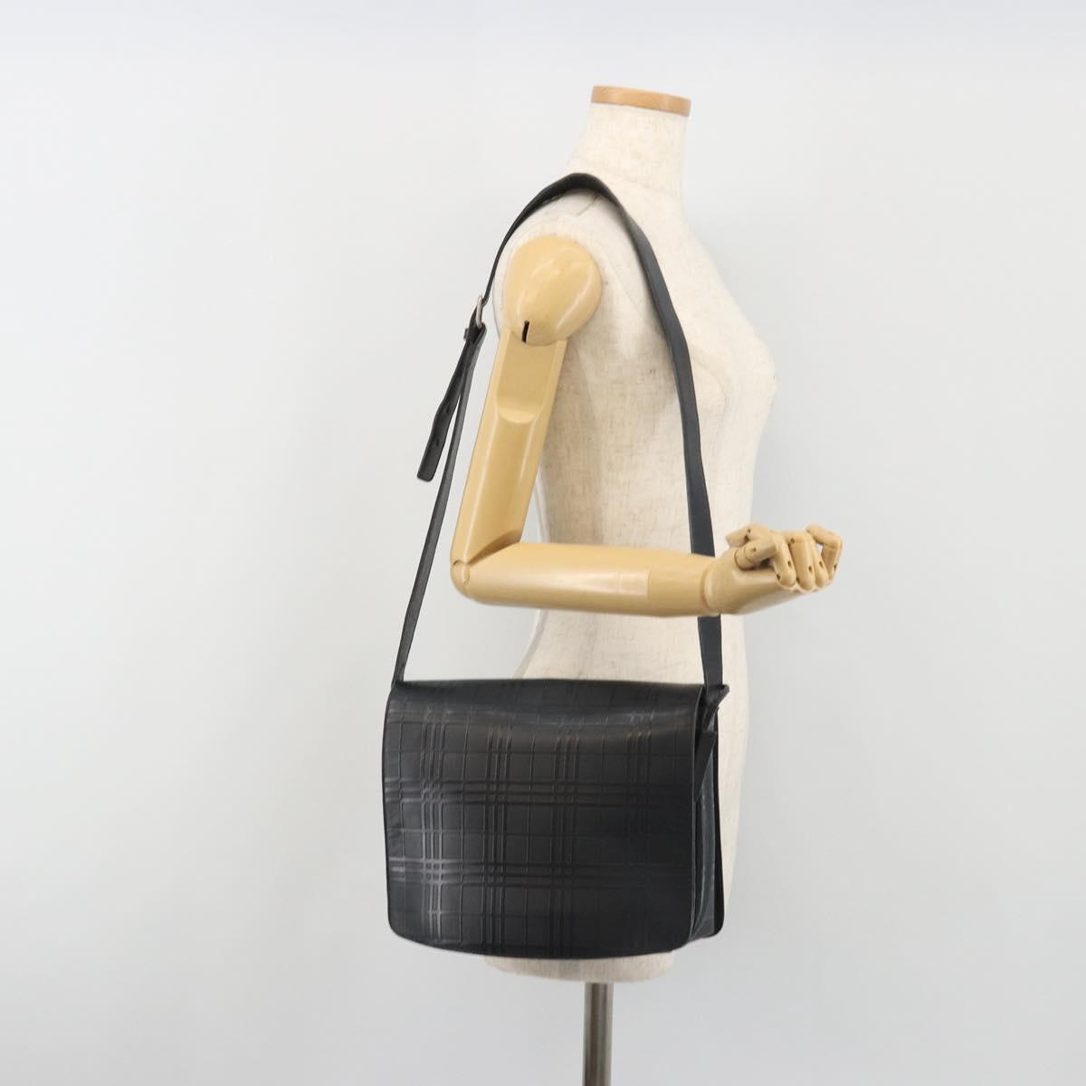BURBERRY Shoulder Bag Leather Silver Black Auth ep15563