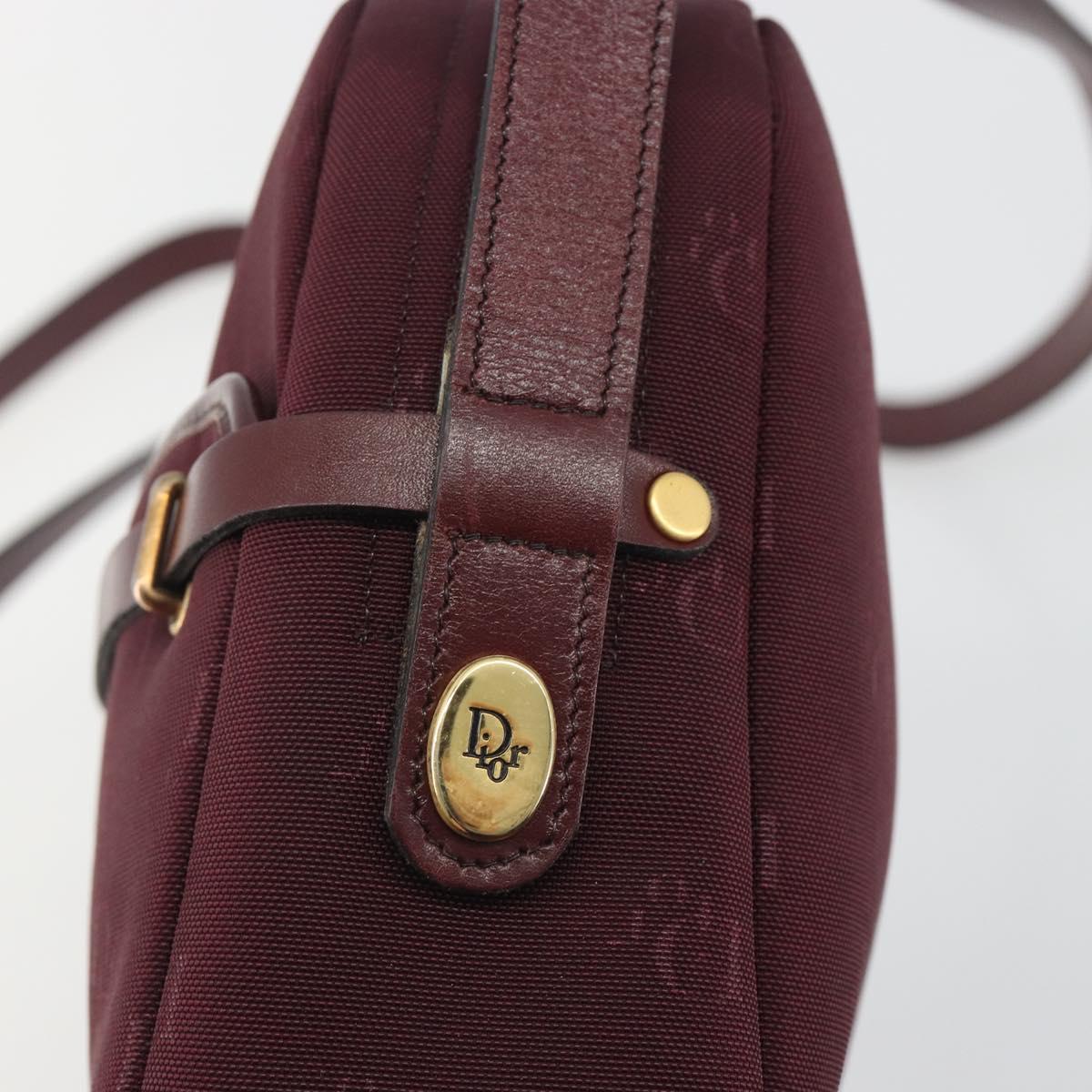 Christian Dior Honeycomb Canvas Shoulder Bag Bordeaux Gold Auth ep15565