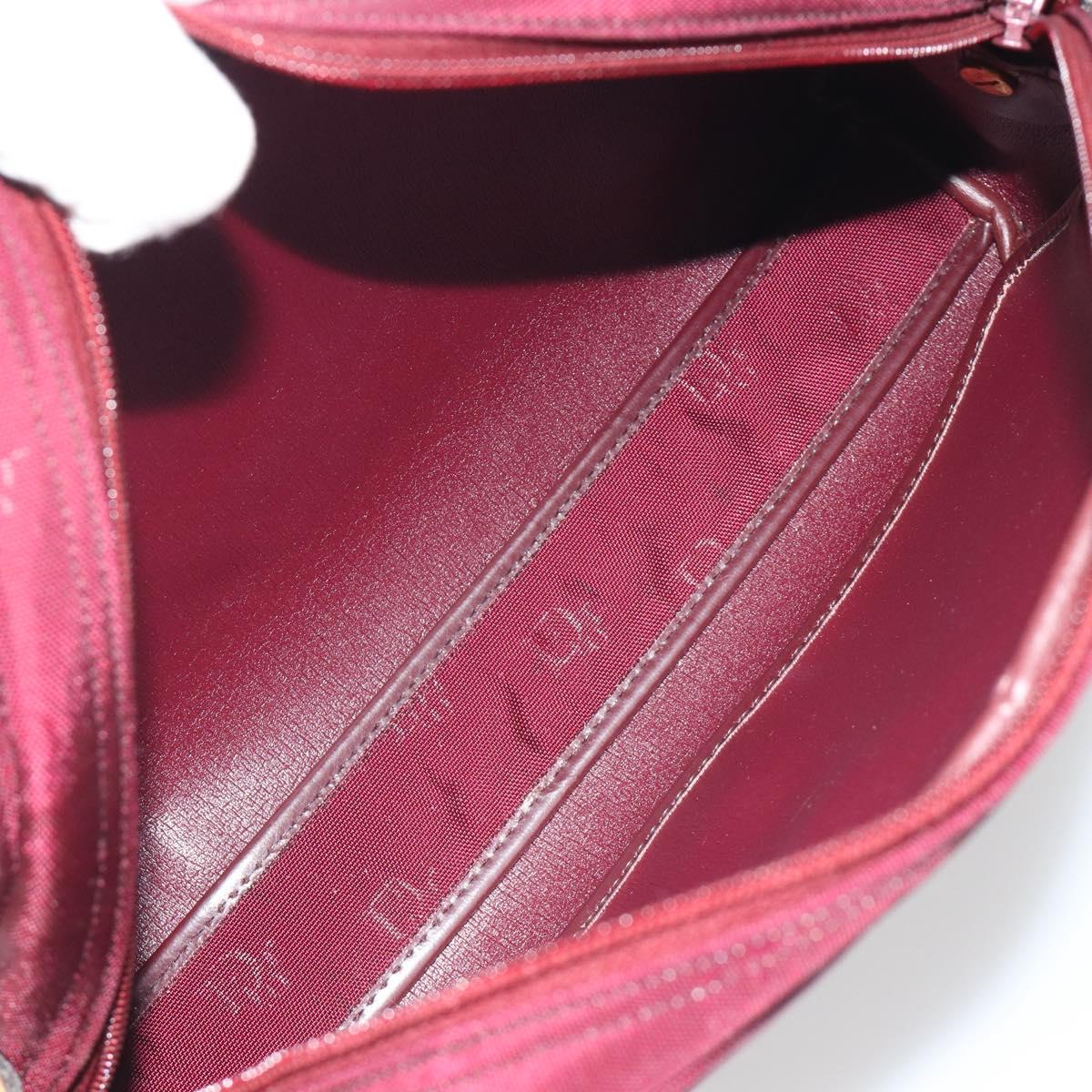 Christian Dior Honeycomb Canvas Shoulder Bag Bordeaux Gold Auth ep15565