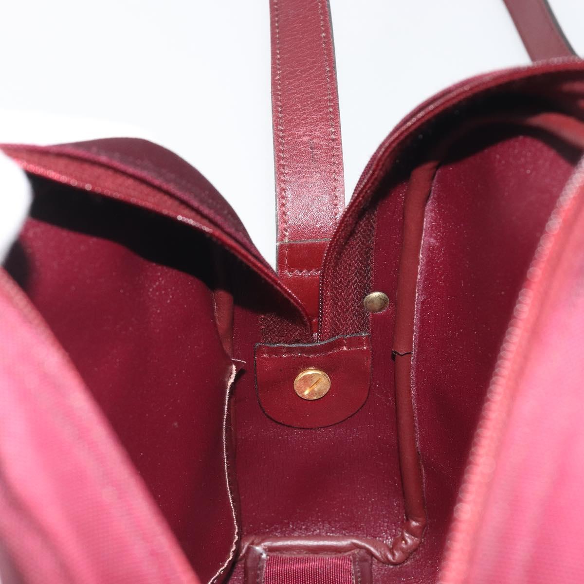Christian Dior Honeycomb Canvas Shoulder Bag Bordeaux Gold Auth ep15565