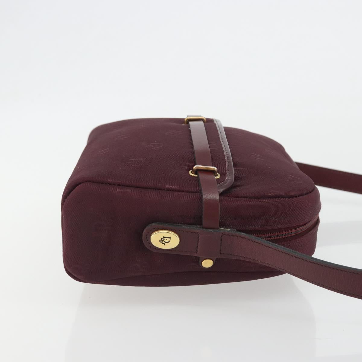 Christian Dior Honeycomb Canvas Shoulder Bag Bordeaux Gold Auth ep15565
