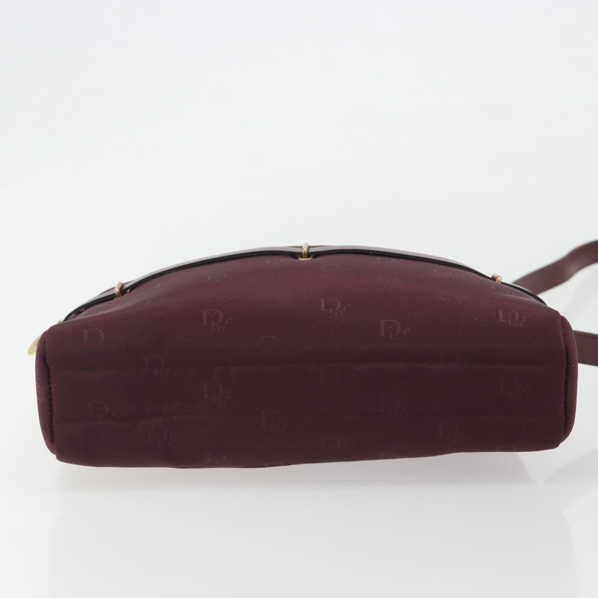 Christian Dior Honeycomb Canvas Shoulder Bag Bordeaux Gold Auth ep15565
