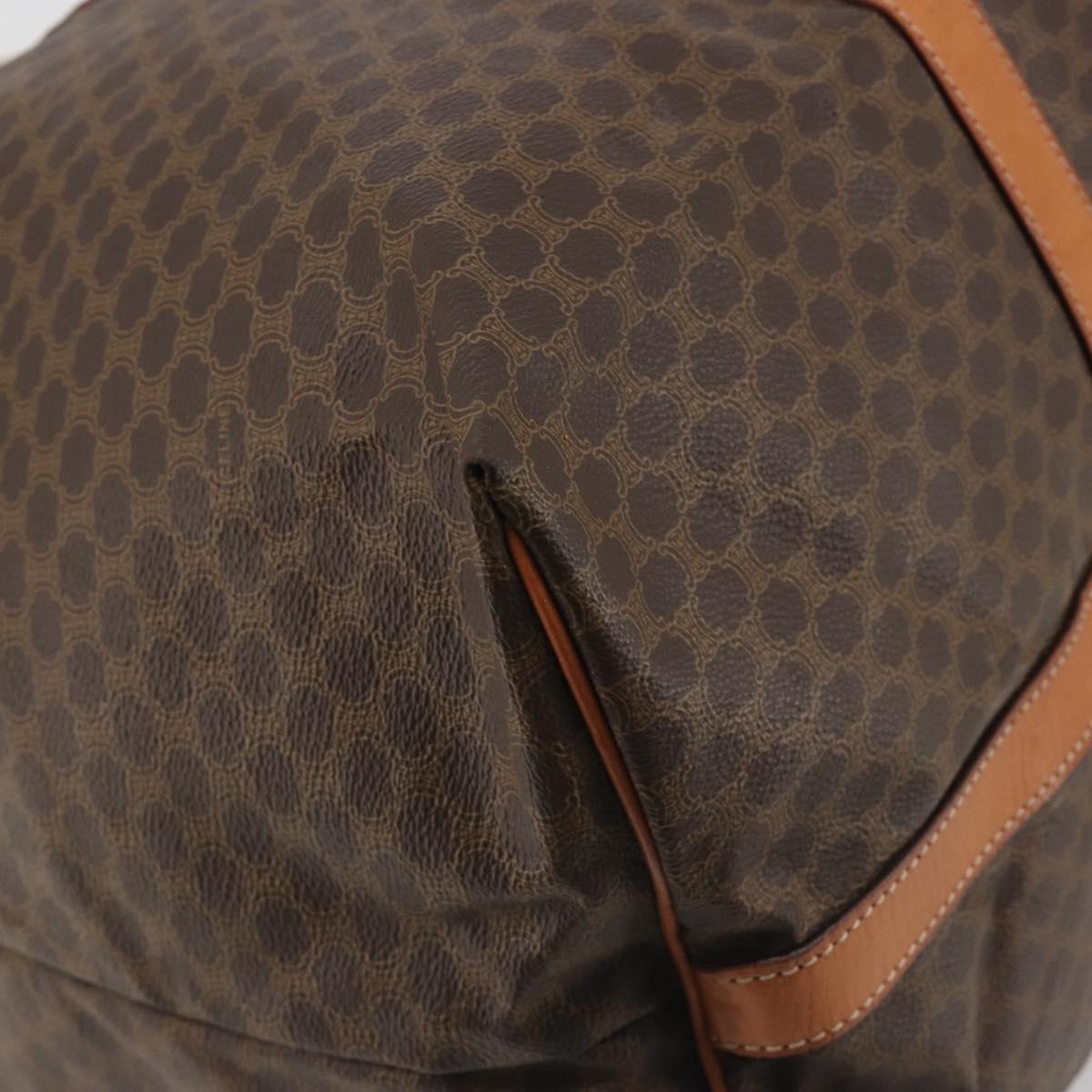 CELINE Macadam Canvas Tote Bag PVC Leather Brown Gold Auth ep15567