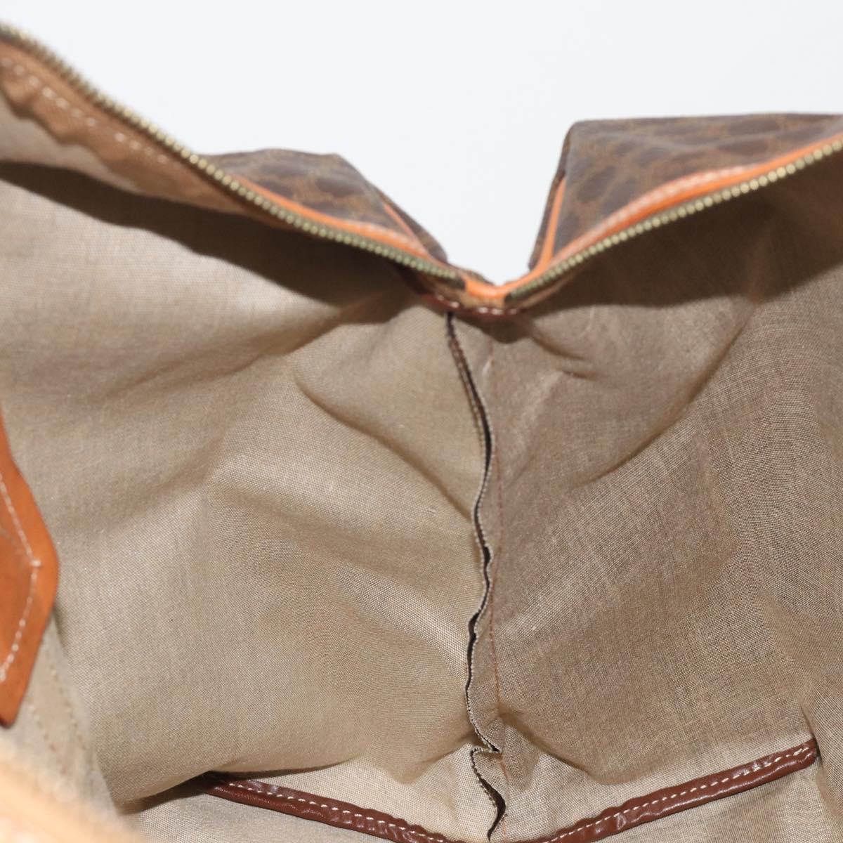 CELINE Macadam Canvas Tote Bag PVC Leather Brown Gold Auth ep15567