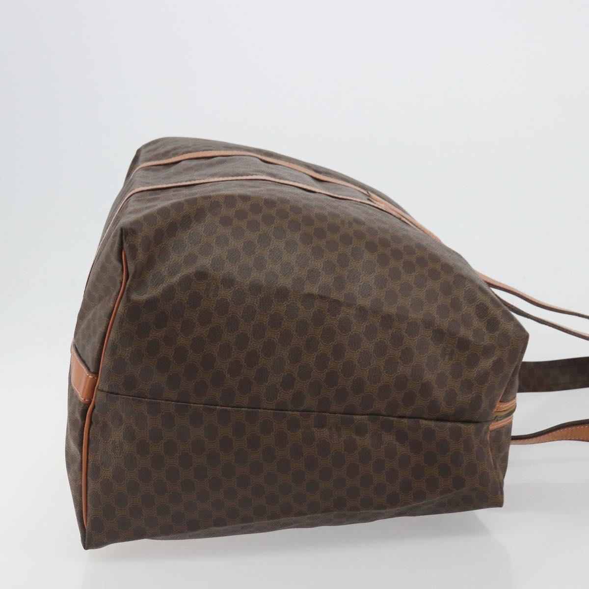 CELINE Macadam Canvas Tote Bag PVC Leather Brown Gold Auth ep15567