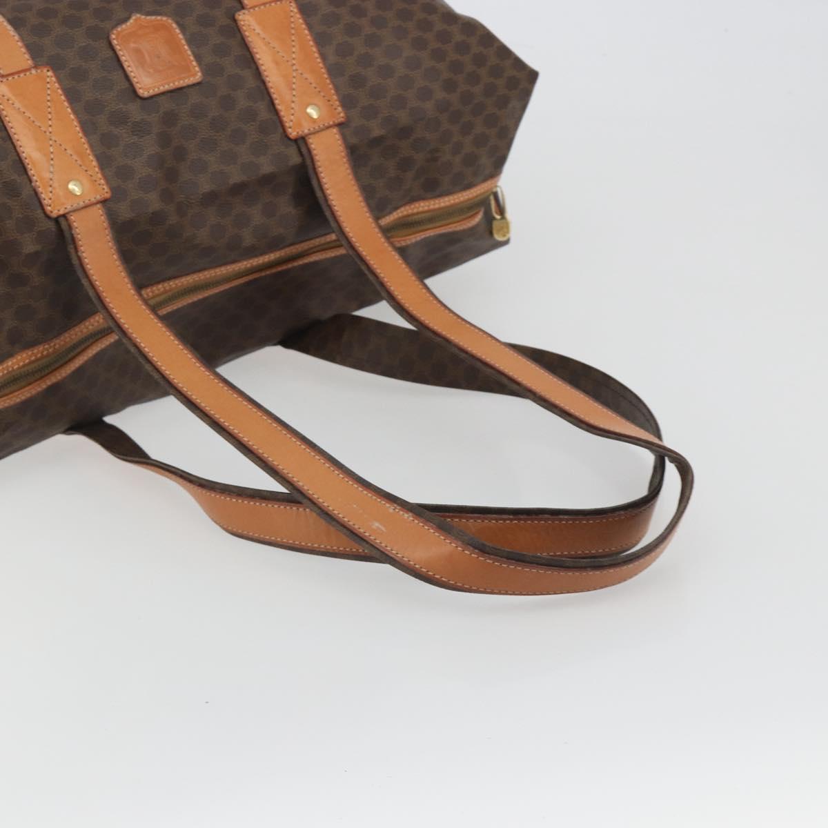 CELINE Macadam Canvas Tote Bag PVC Leather Brown Gold Auth ep15567