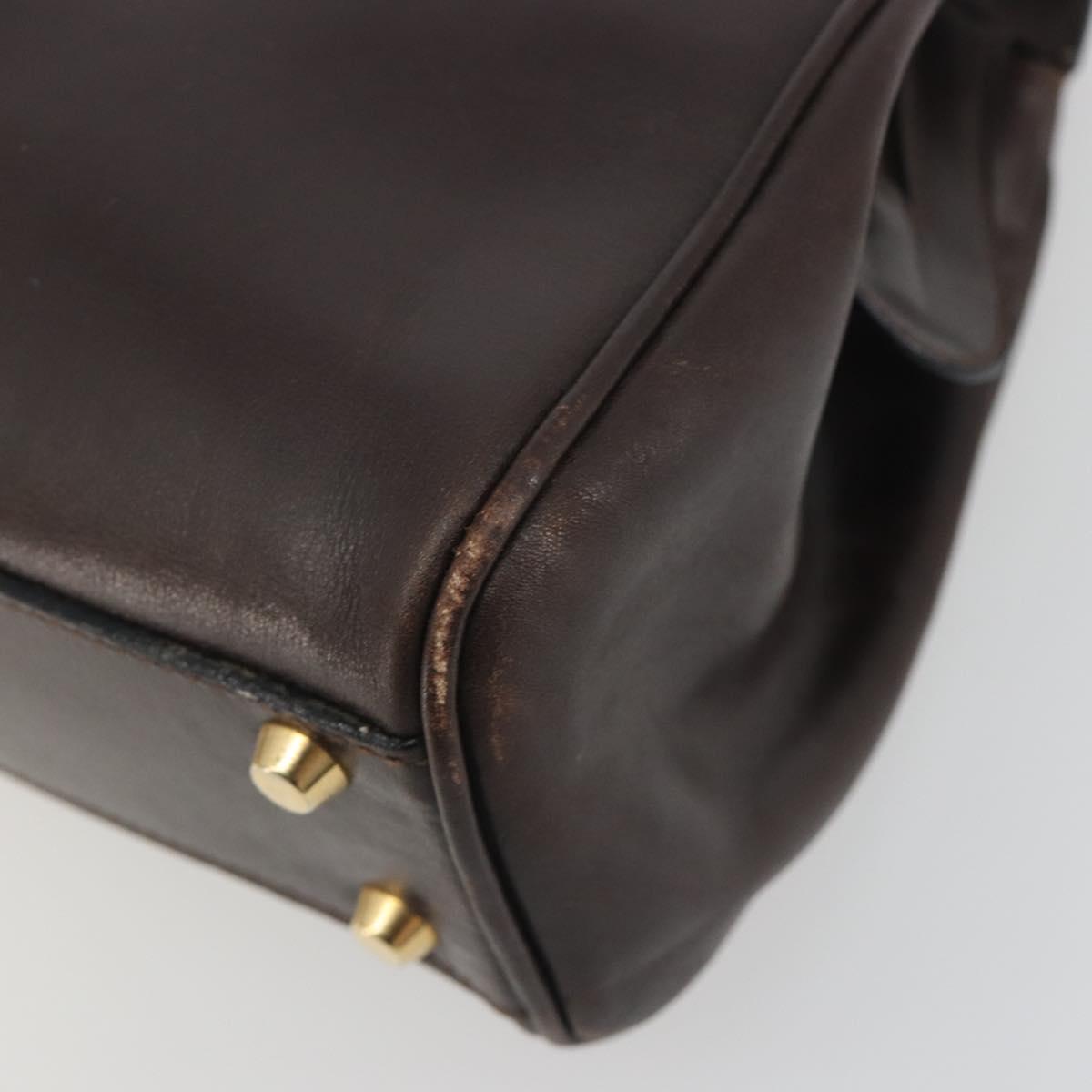 GUCCI Hand Bag Leather Brown Gold Auth ep15568