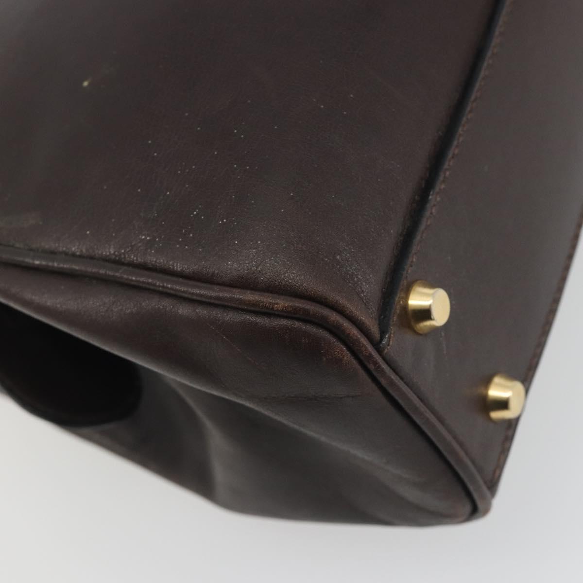 GUCCI Hand Bag Leather Brown Gold Auth ep15568