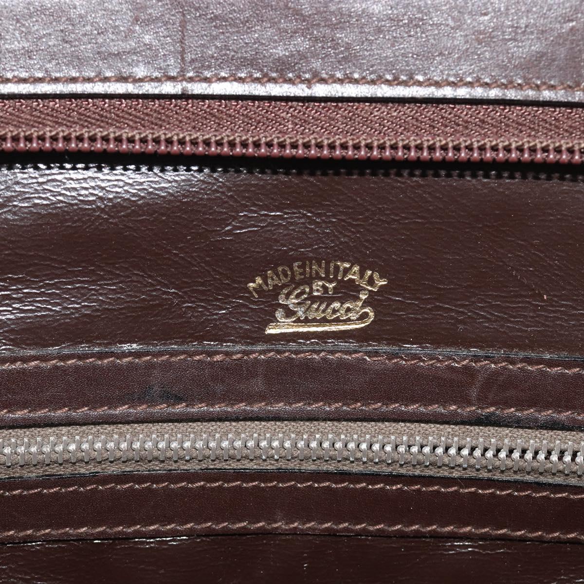 GUCCI Hand Bag Leather Brown Gold Auth ep15568
