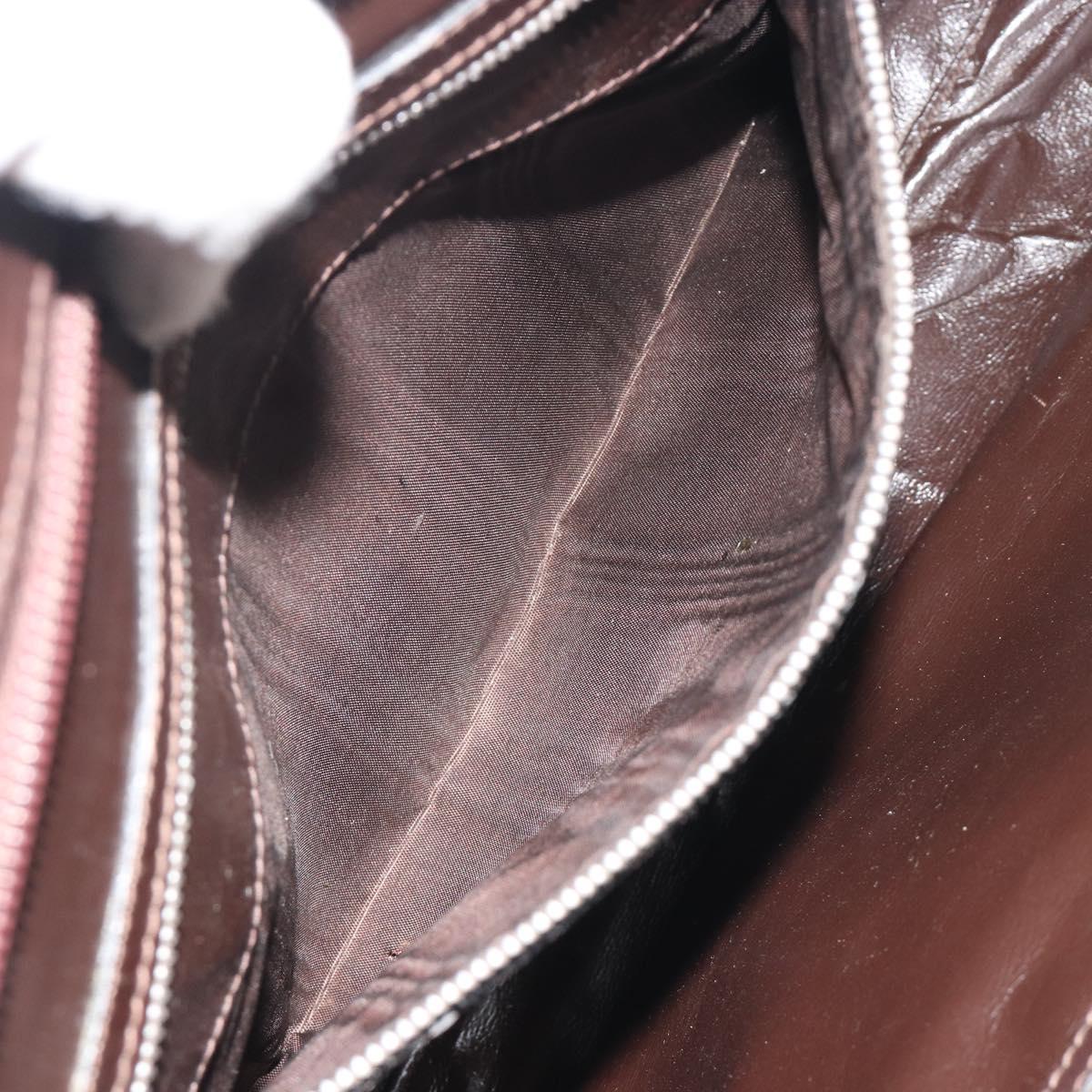 GUCCI Hand Bag Leather Brown Gold Auth ep15568