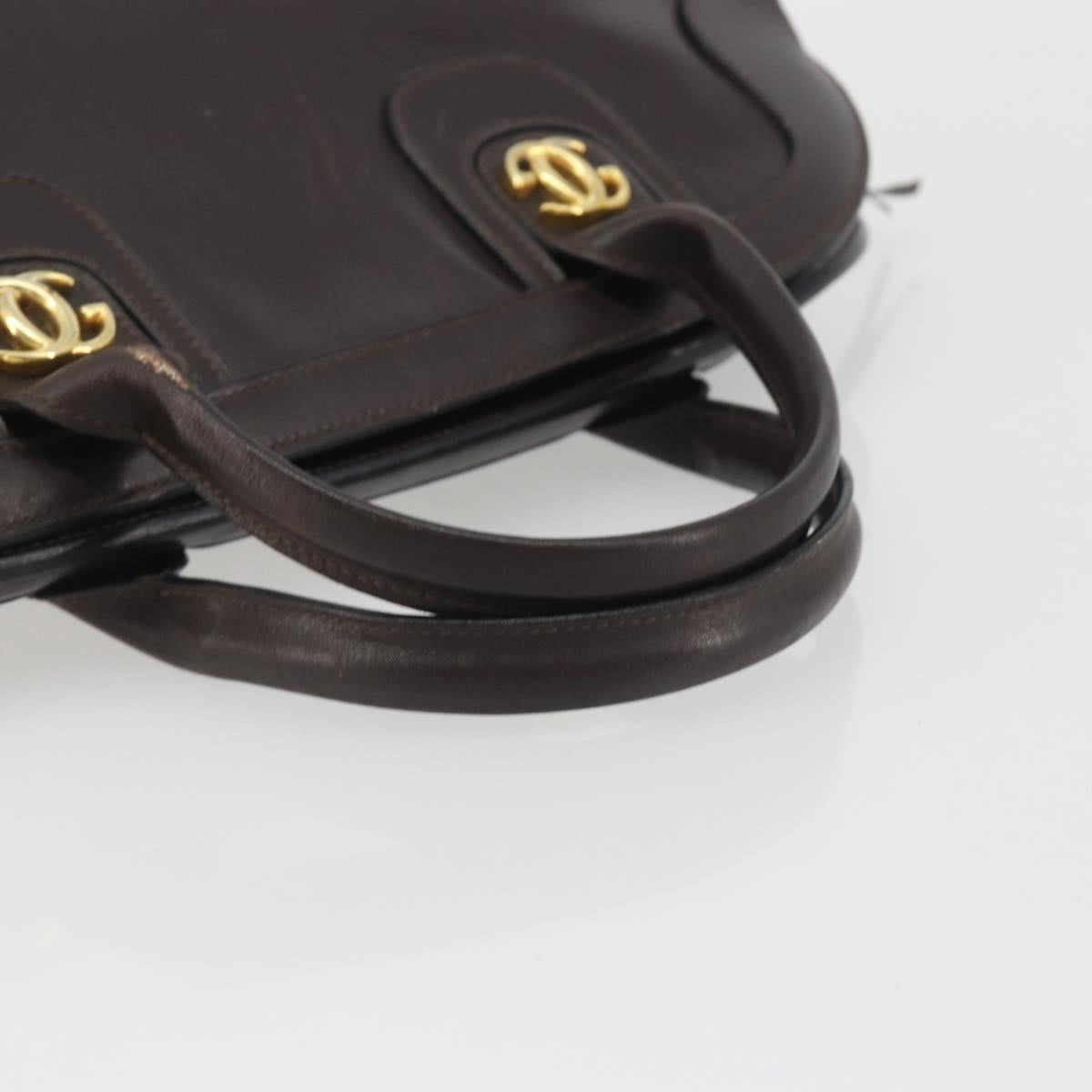 GUCCI Hand Bag Leather Brown Gold Auth ep15568