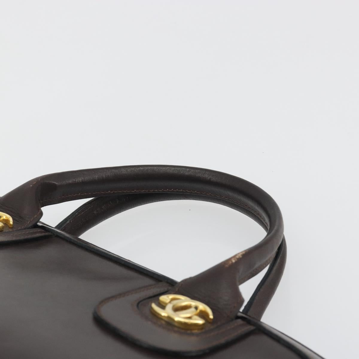 GUCCI Hand Bag Leather Brown Gold Auth ep15568
