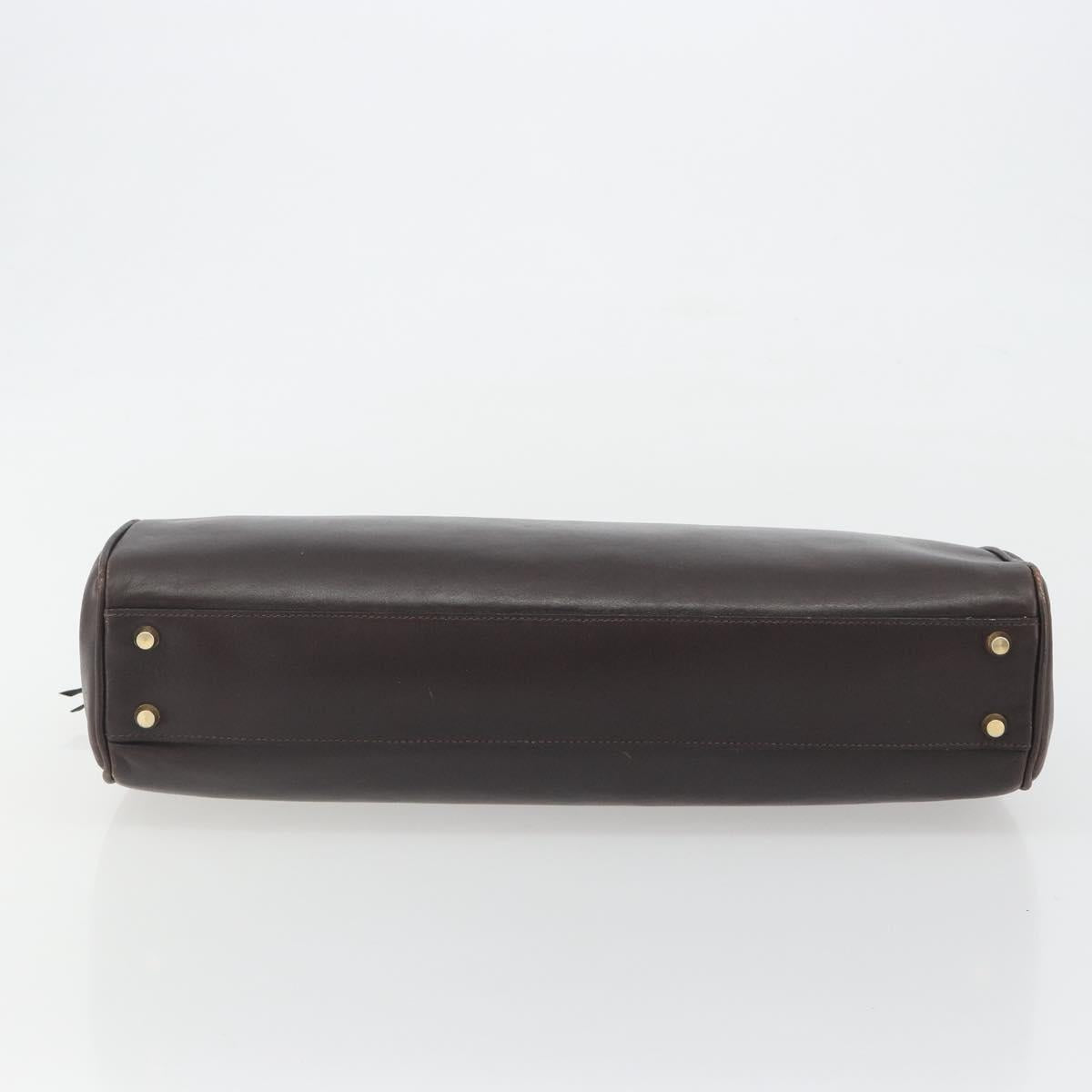 GUCCI Hand Bag Leather Brown Gold Auth ep15568