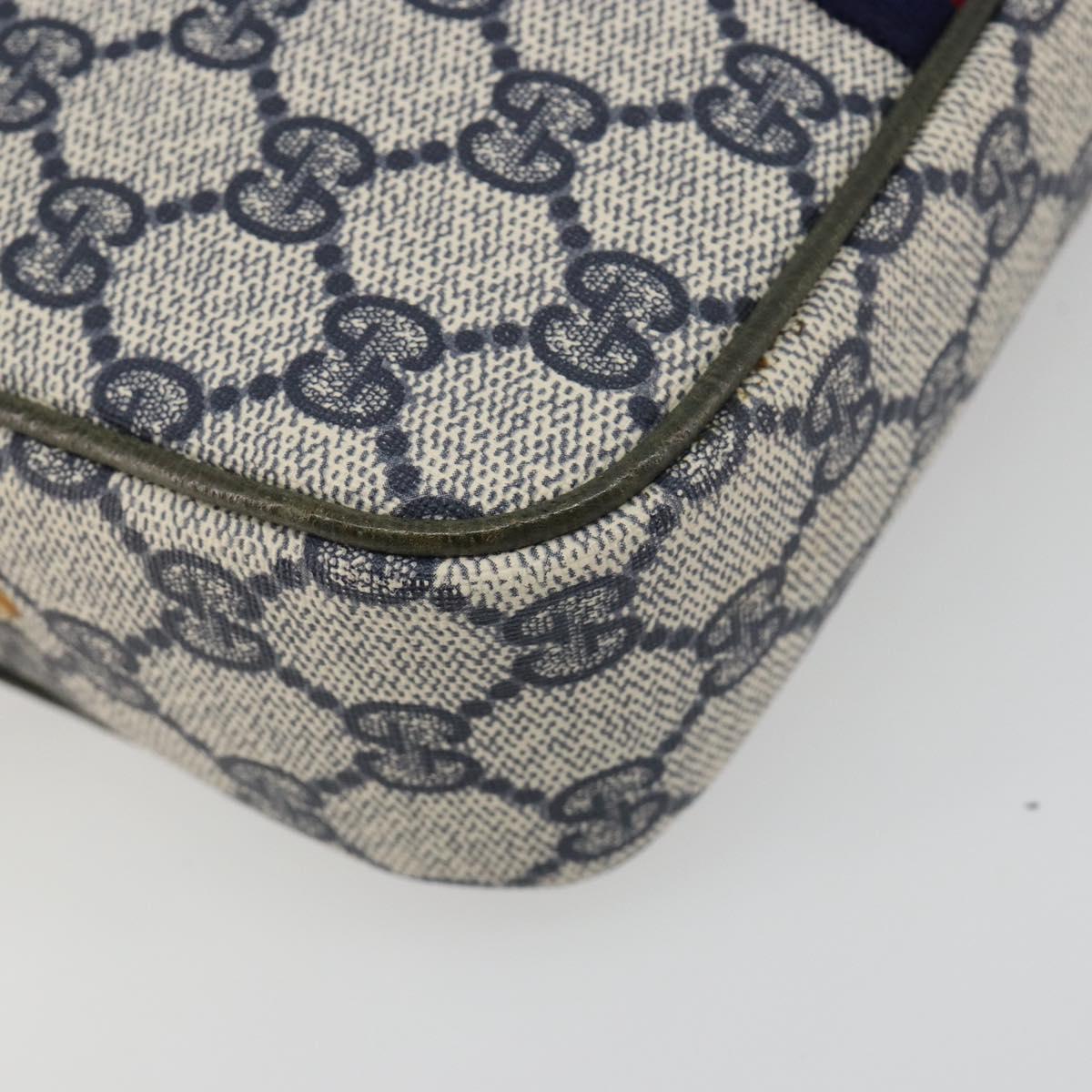 GUCCI Sherry Line GG Supreme Shoulder Bag PVC Navy Gold Auth ep15570A