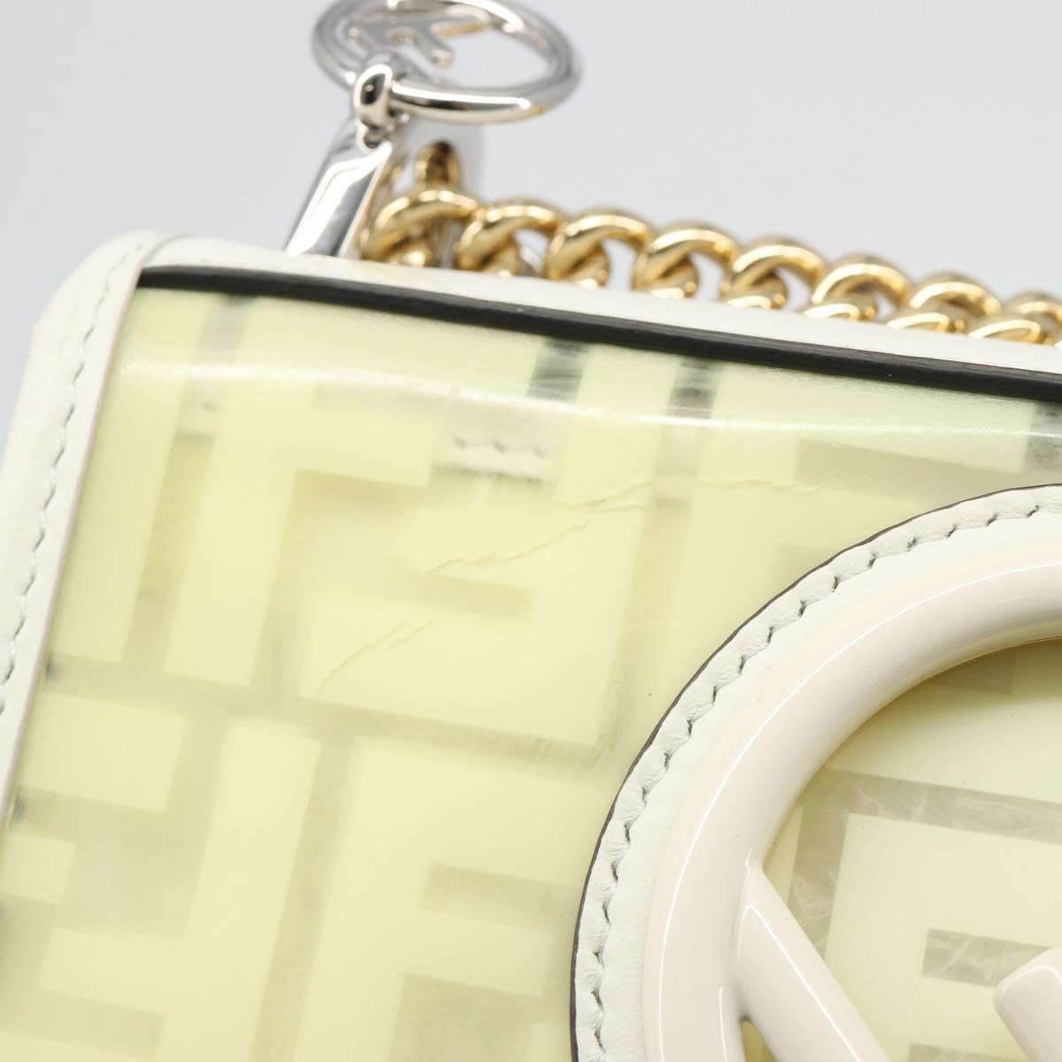 FENDI Zucca Canvas Chain Shoulder Bag Vinyl Clear Gold Auth ep15572