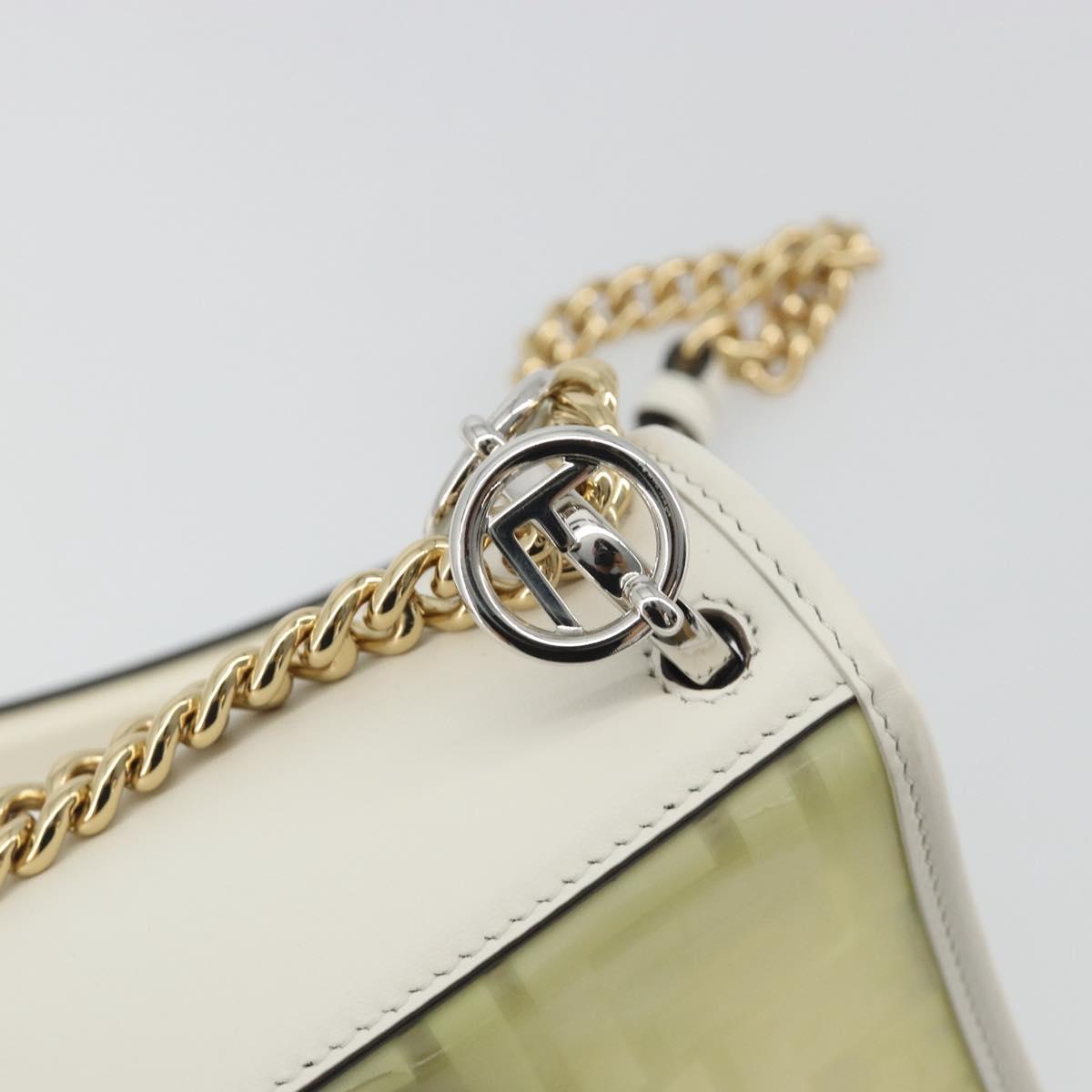 FENDI Zucca Canvas Chain Shoulder Bag Vinyl Clear Gold Auth ep15572
