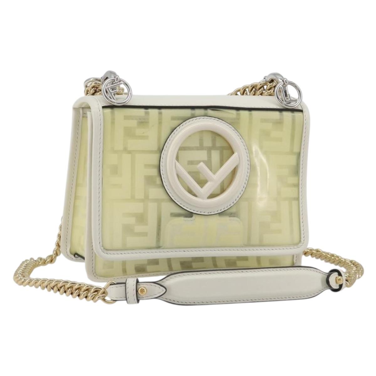 FENDI Zucca Canvas Chain Shoulder Bag Vinyl Clear Gold Auth ep15572