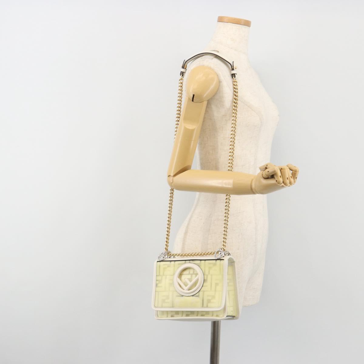 FENDI Zucca Canvas Chain Shoulder Bag Vinyl Clear Gold Auth ep15572