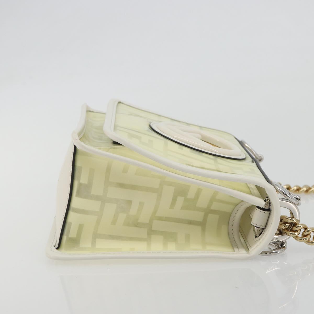 FENDI Zucca Canvas Chain Shoulder Bag Vinyl Clear Gold Auth ep15572