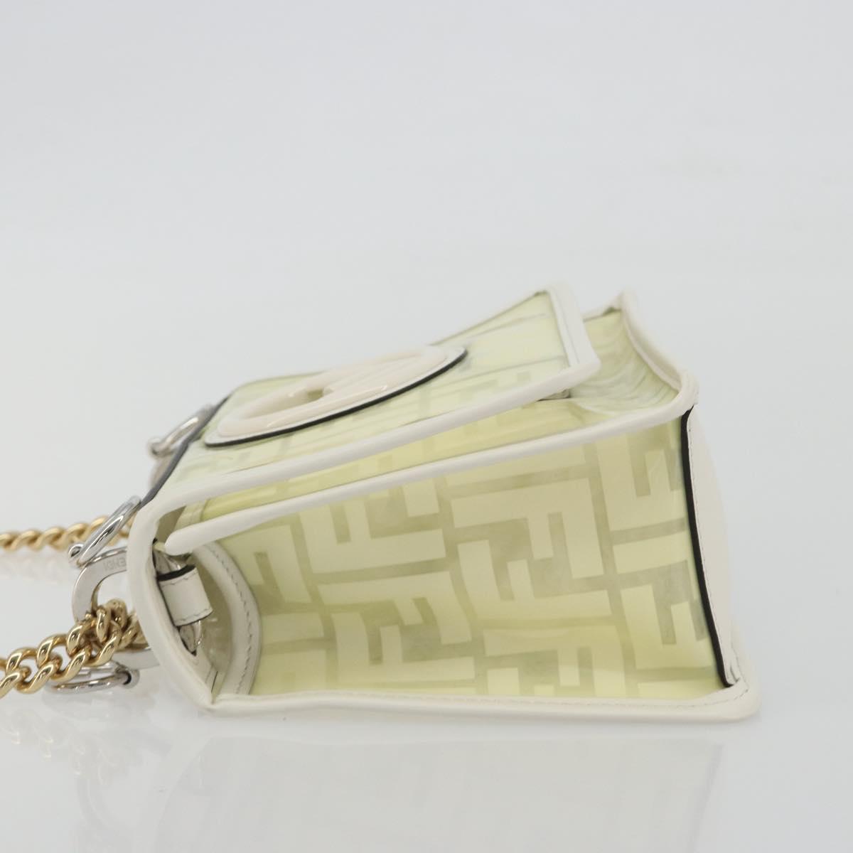 FENDI Zucca Canvas Chain Shoulder Bag Vinyl Clear Gold Auth ep15572