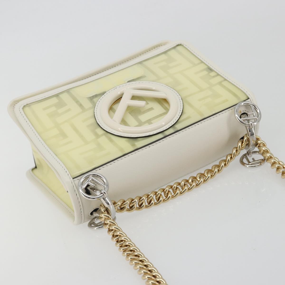 FENDI Zucca Canvas Chain Shoulder Bag Vinyl Clear Gold Auth ep15572