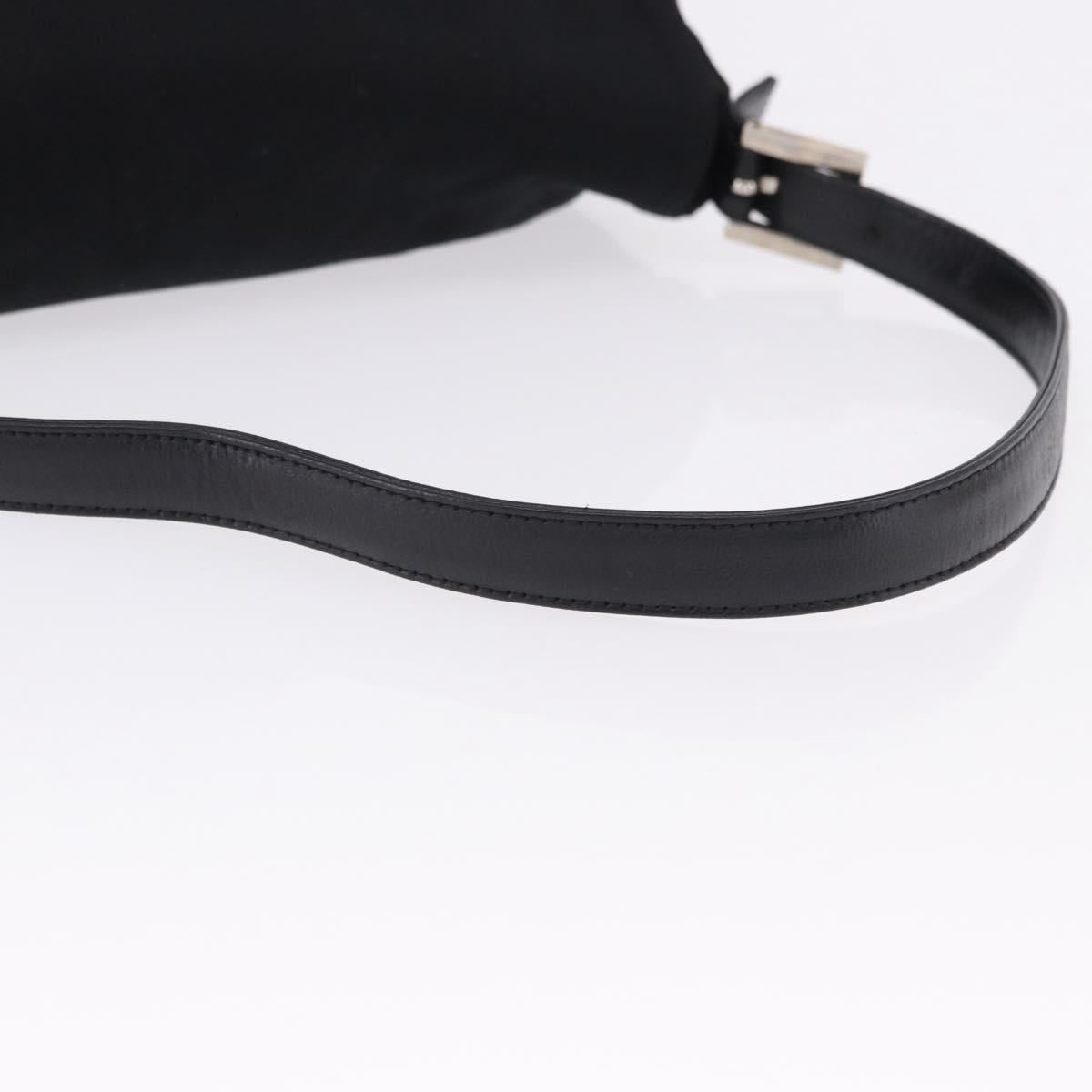 FENDI Mamma Baguette Shoulder Bag Cotton jersey Black Silver Auth ep15575