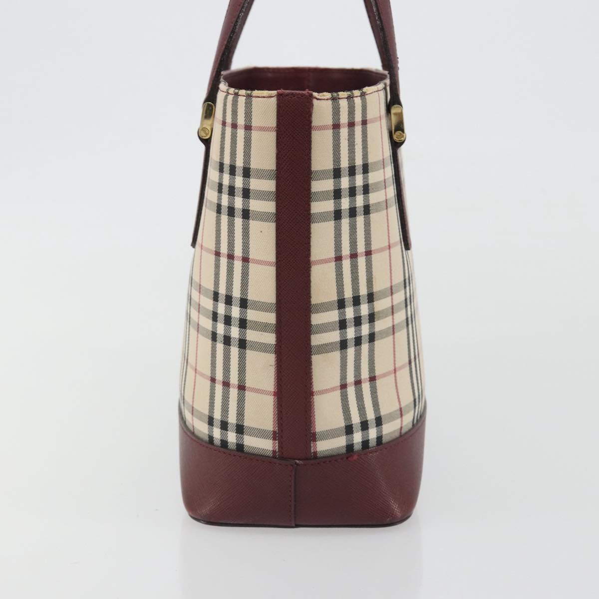 BURBERRY Nova Check Hand Bag Canvas Beige Gold Auth ep15581
